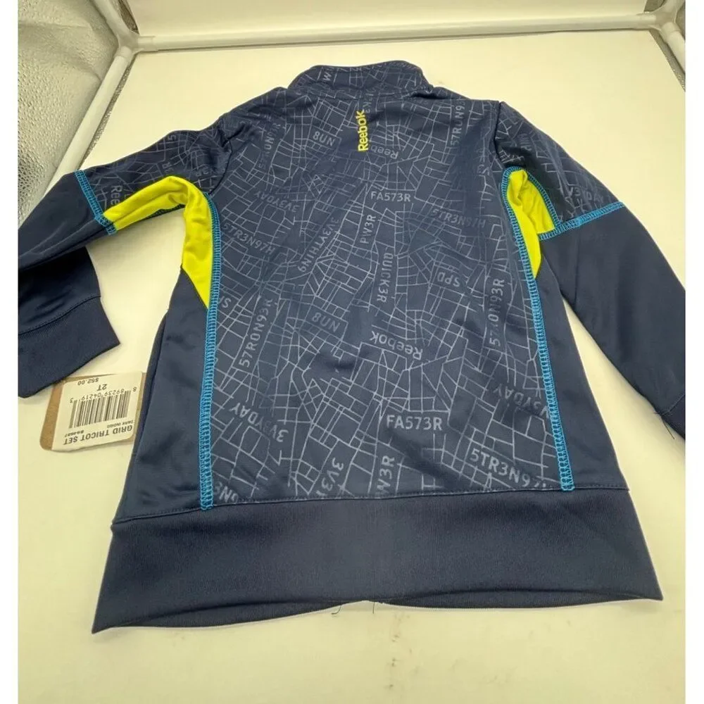Reebok Kids Navy & Yellow Grid Tricot Jacket, Navy, 2T (jacket only)